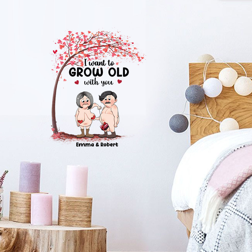 I Want To Grow Old With You - Personalized Couple Decal Die Cut