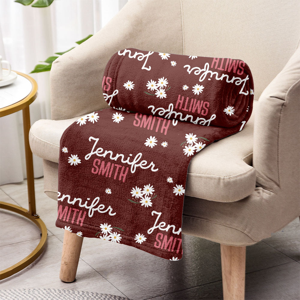 Personalisierte Geschwisterdecke mit Daisy-Namen