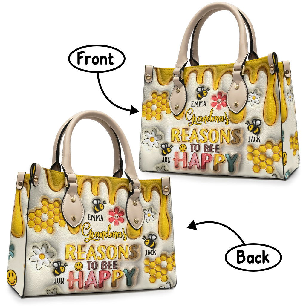 Gründe für Omas Glück – Geschenk für Oma – Personalisierte Lederhandtasche