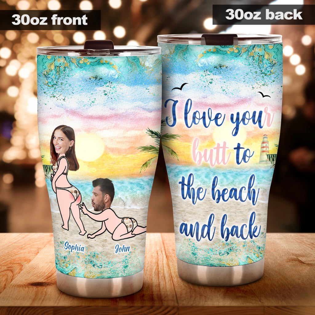 I Love You To The Beach - Personalized Couple Tumbler