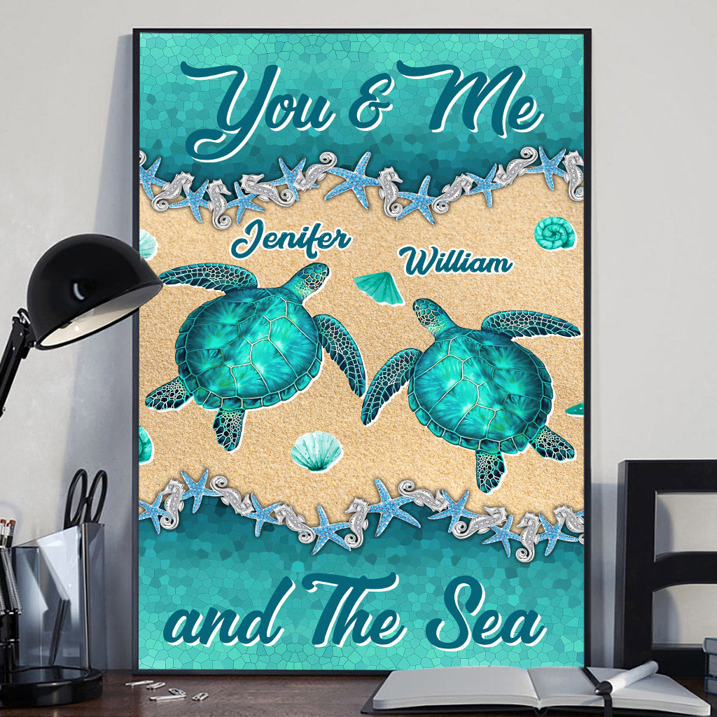Salty Lil' Beach - Personalized Turtle Canvas And Poster