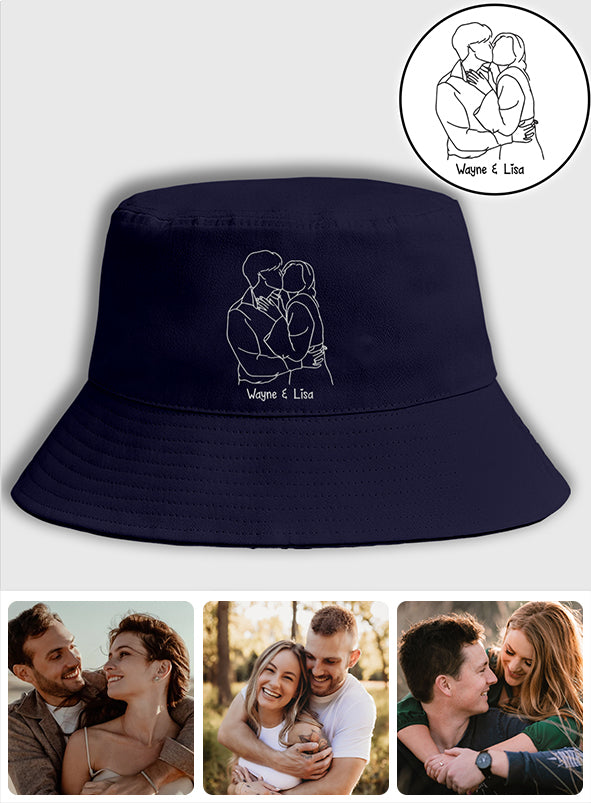Custom Photo - Personalized Couple Embroidered Bucket Hat