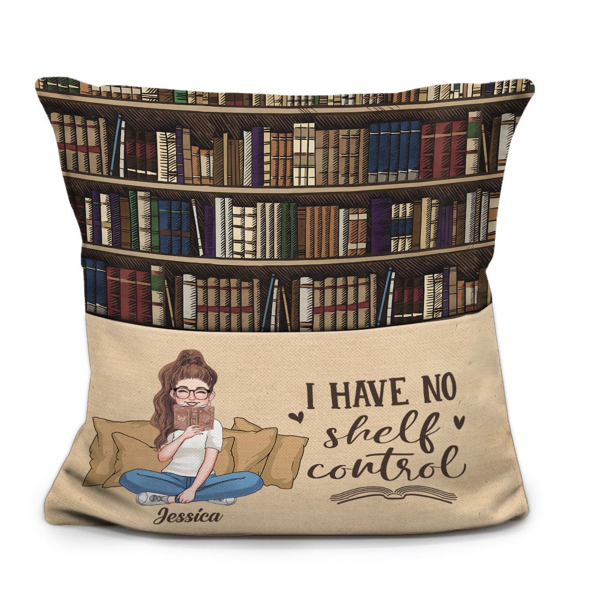 Ich habe keine Regalkontrolle – personalisiertes Buchtaschenkissen