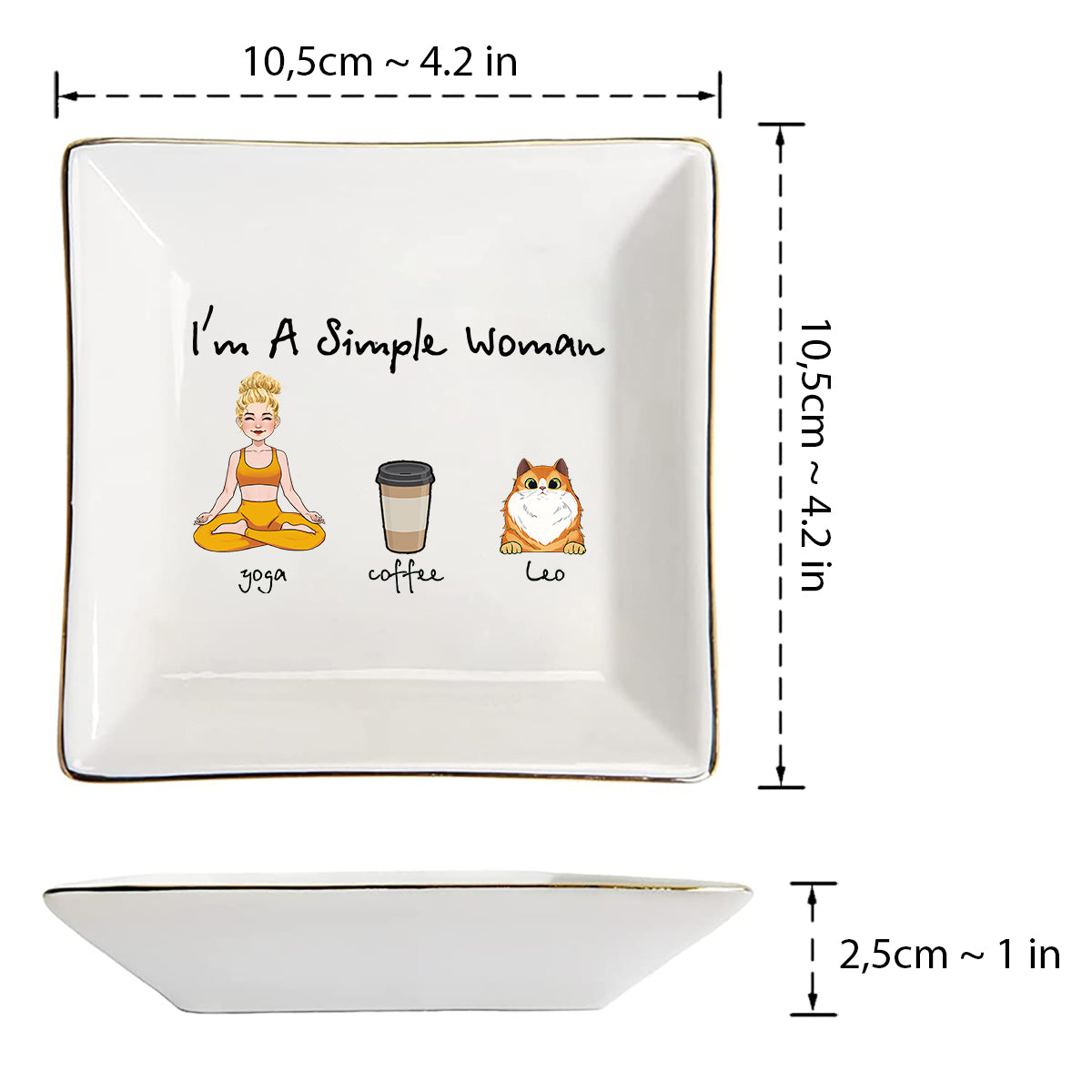 Je suis une femme simple - Cadeau de yoga pour amoureux des chiens et des chats - Porte-bijoux personnalisé