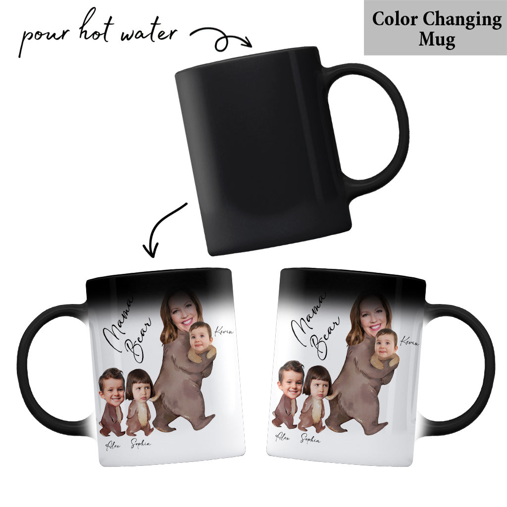 Mama Bear Watercolor Photo Custom - Personalized Mother Mug