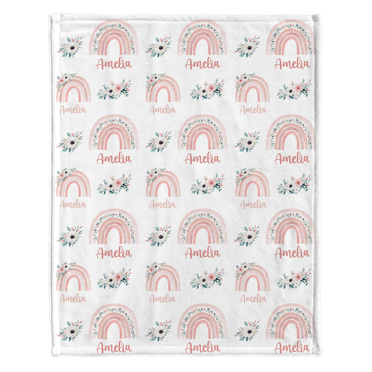 Couverture personnalisée pour nouveau-né - Arc-en-ciel rétro - Nom personnalisé