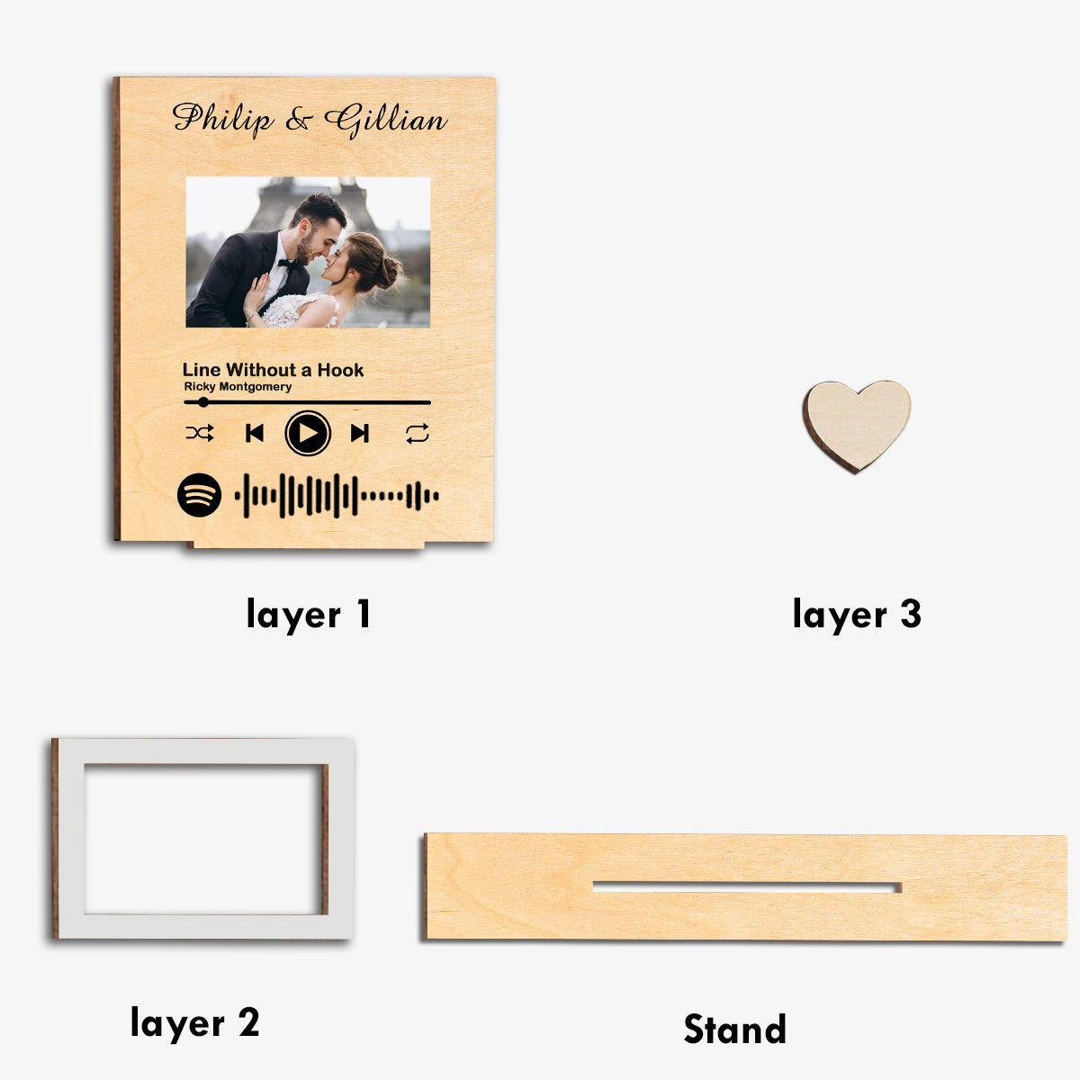 Our Song - Personalized Couple 3 Layered Big Freestanding