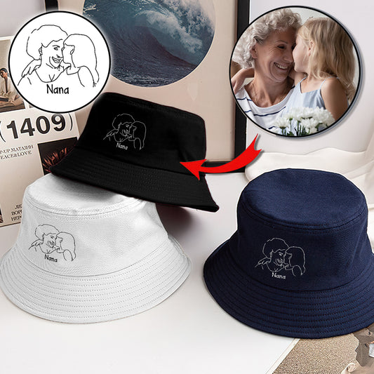 Individuelles Foto – Personalisierter, bestickter Fischerhut für Oma