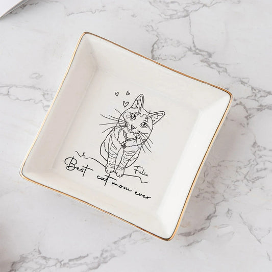 Meilleure maman chat/maman chien du monde - Cadeau pour les amoureux des chats et des chiens - Porte-bijoux personnalisé
