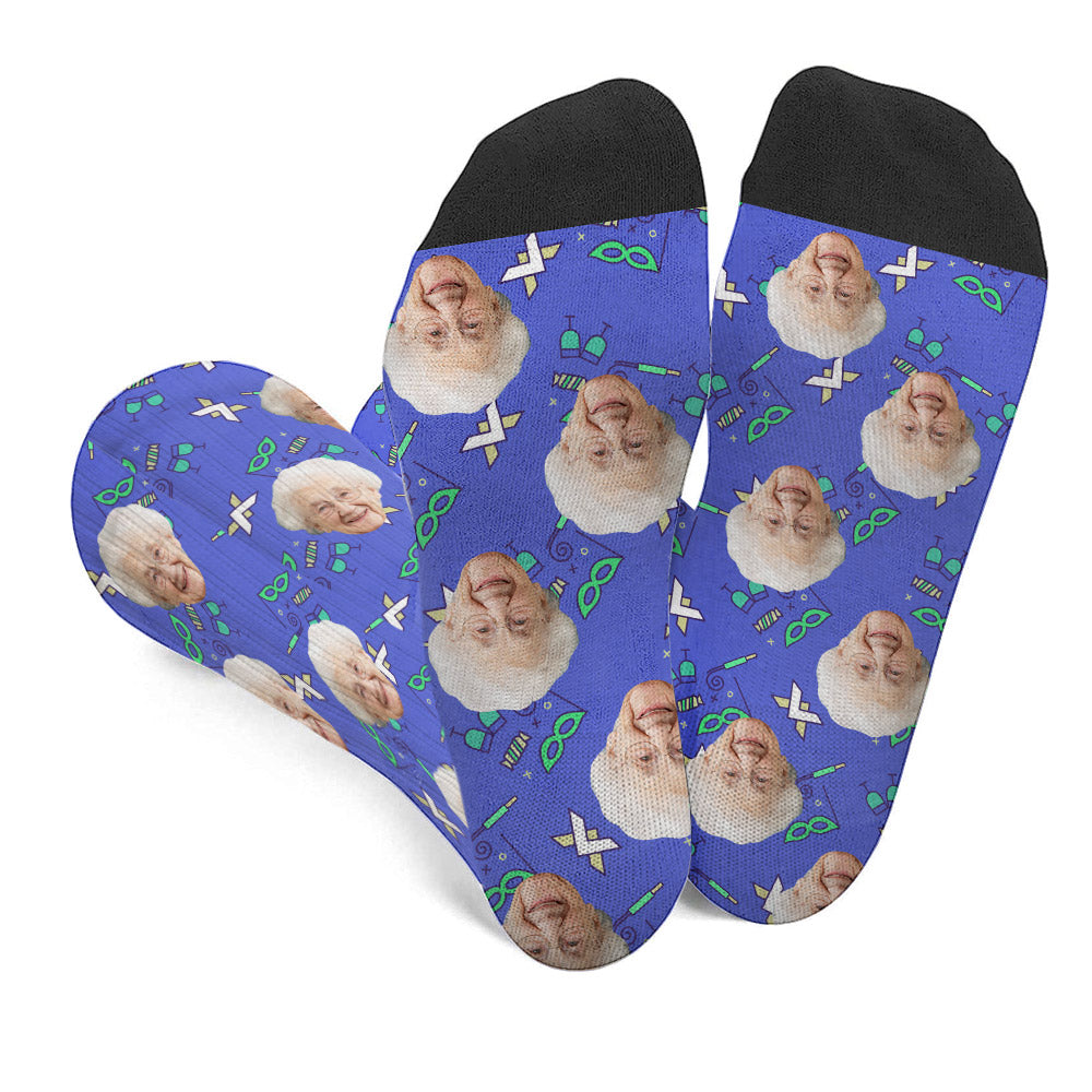 Individuelles Gesichtsmuster für Partys – Personalisierte Oma-Socken