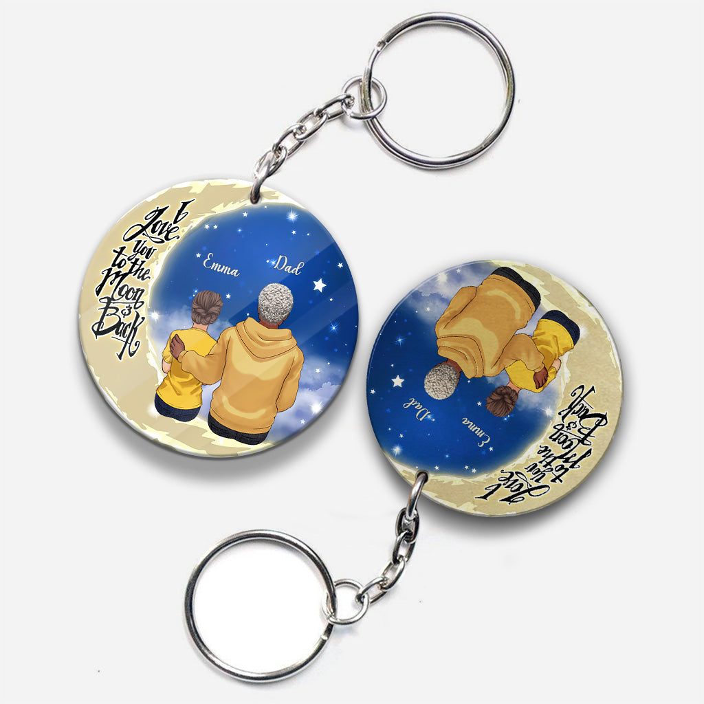 To The Moon And Back - Gift for grandma, mom, dad, grandpa - Personalized Keychain