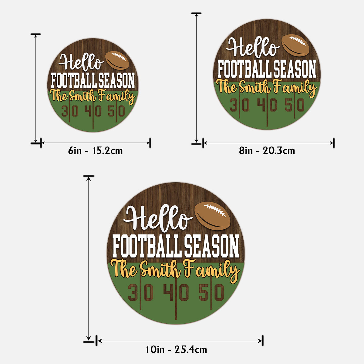 Hallo Fußballsaison – Personalisiertes zweilagiges Holzschild mit Fußballmotiv / Holzplakette