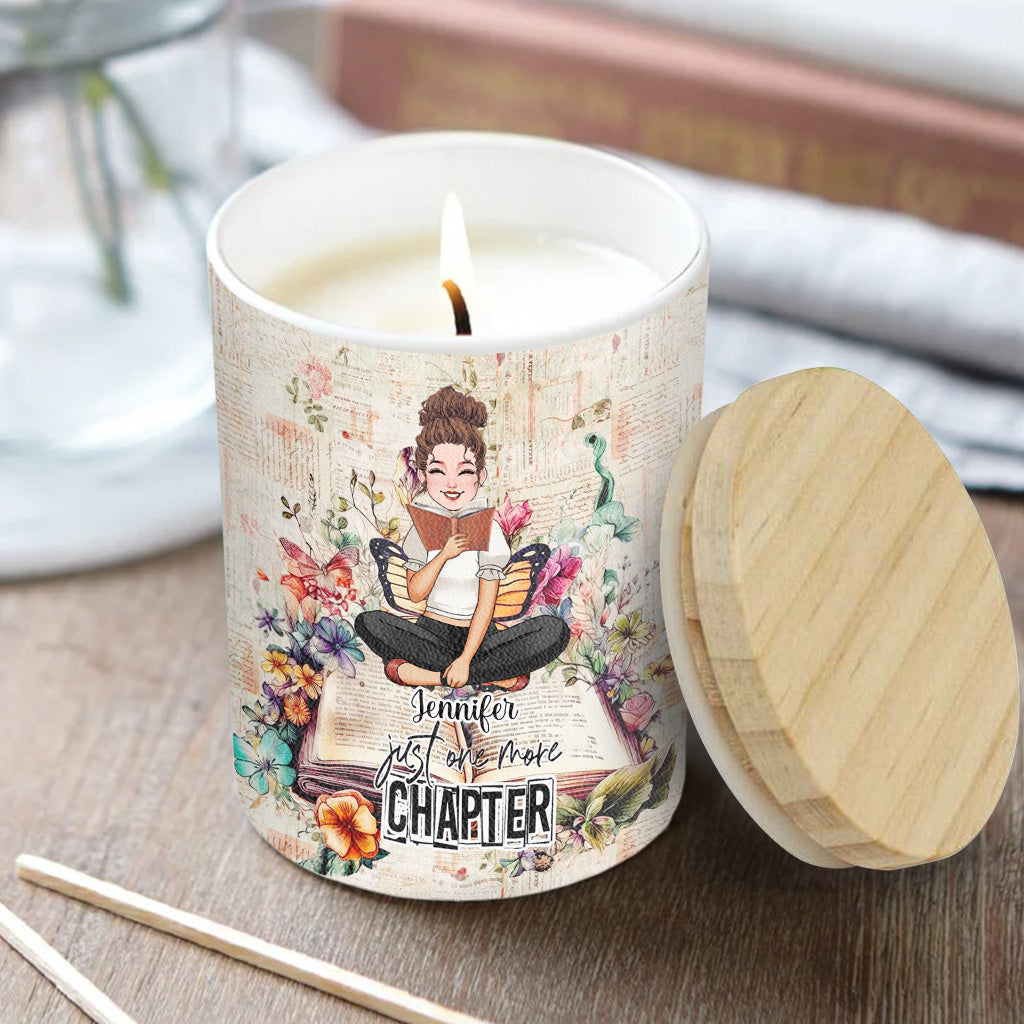 Juste un chapitre de plus - Bougie personnalisée en forme de livre avec couvercle en bois