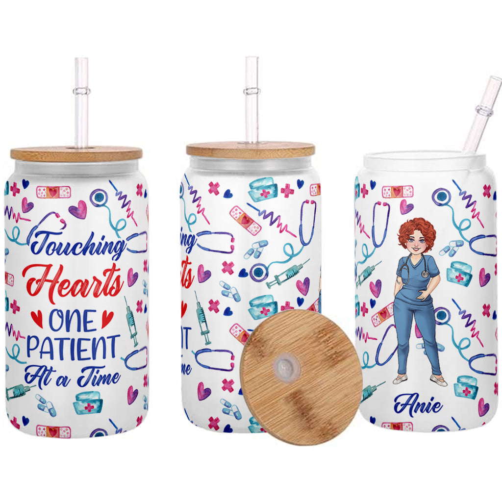 Touching Hearts - Personalized Nurse Can Glass