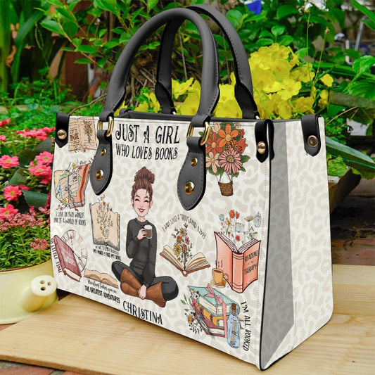 Juste une fille qui aime les livres - Sac à main en cuir personnalisé avec un livre