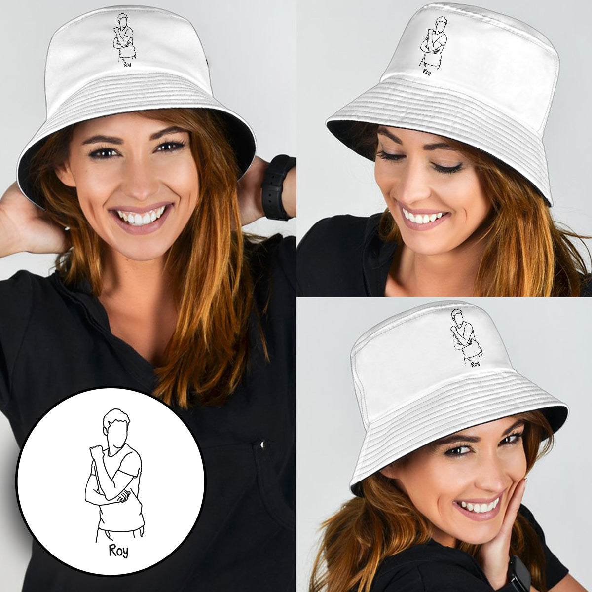 Custom Photo - Personalized grandson Embroidered Bucket Hat