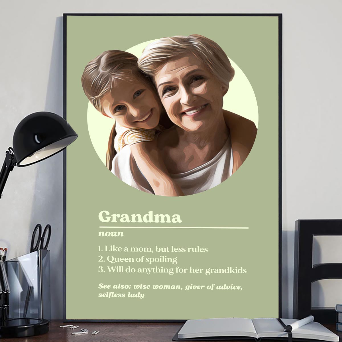 Définition du portrait de grand-mère - Toile et affiche personnalisées pour grand-mère