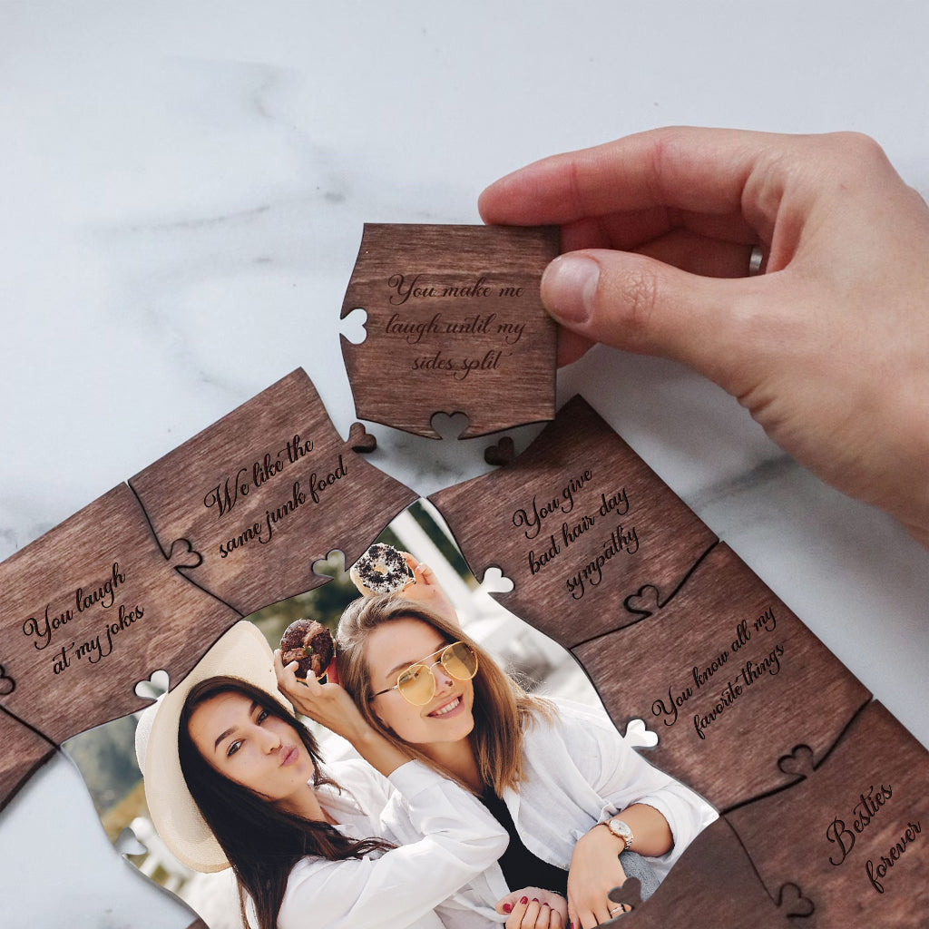 Pourquoi je t'aime, ma meilleure amie ? - Puzzle en bois personnalisé avec photo de ma meilleure amie