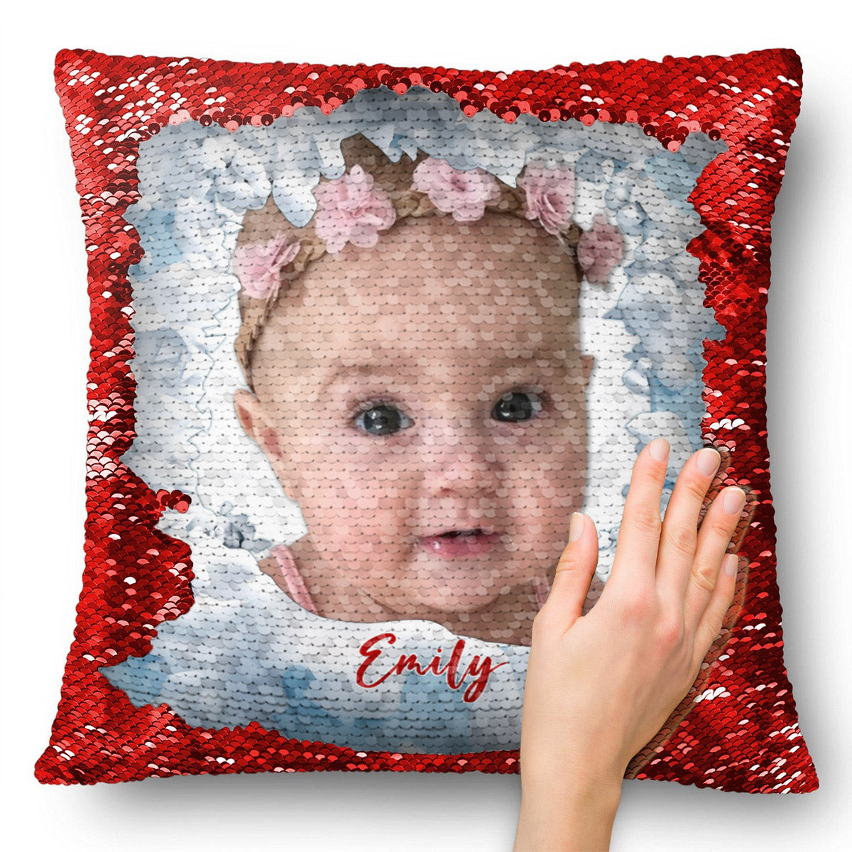 Mes enfants - Housse de coussin à sequins personnalisée pour enfant 