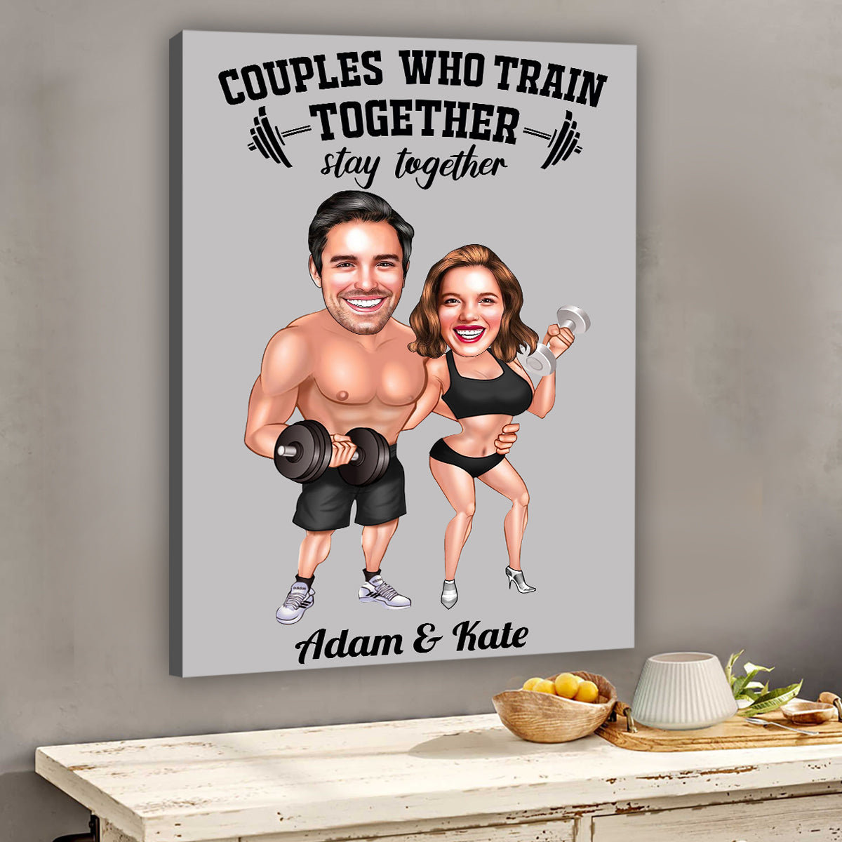 Couples qui s'entraînent ensemble - Toile et affiche de fitness personnalisées