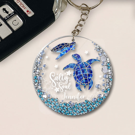 Salty Soul - Personalized Turtle Transparent Keychain