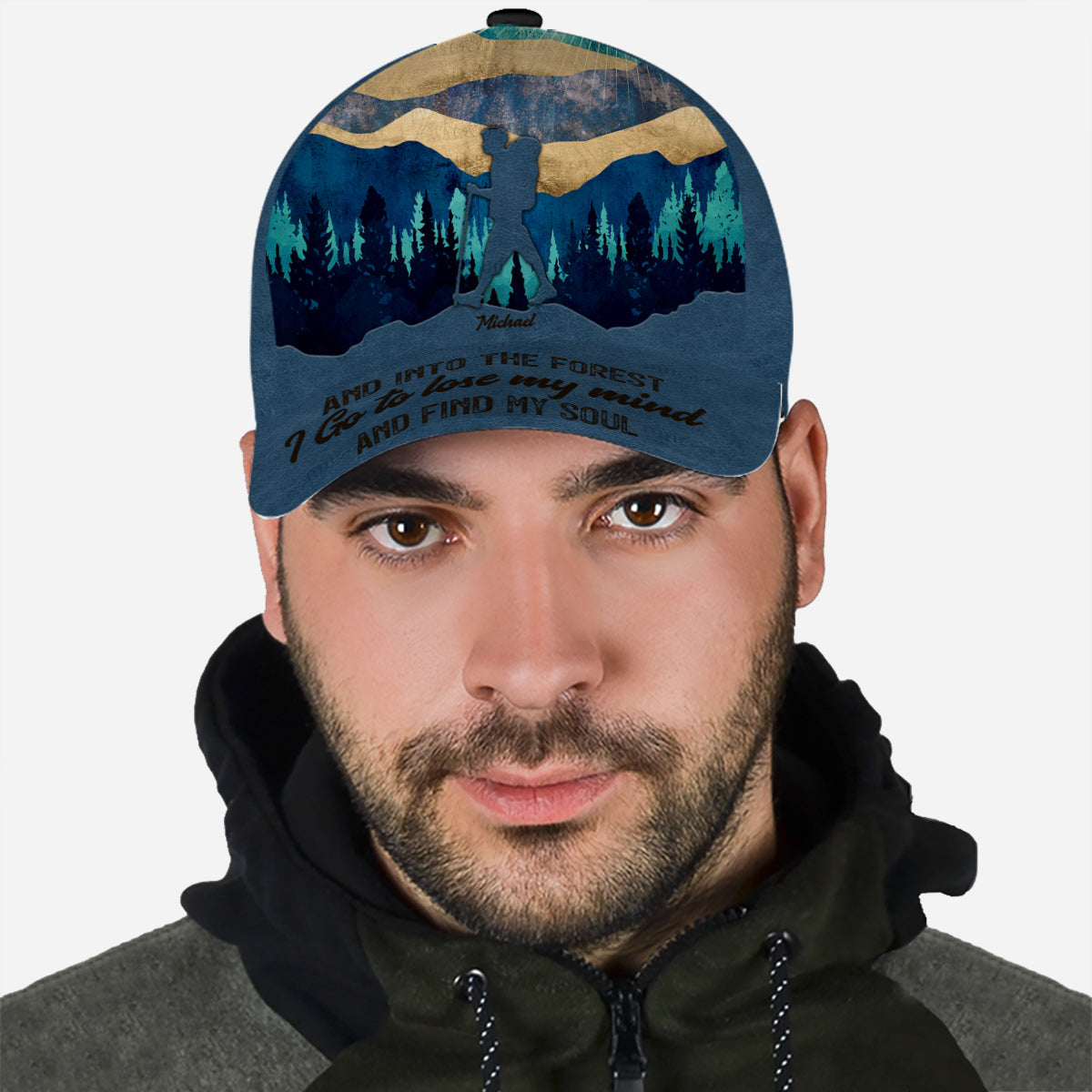 Und hinein in den Wald gehe ich – personalisierte klassische Wanderkappe