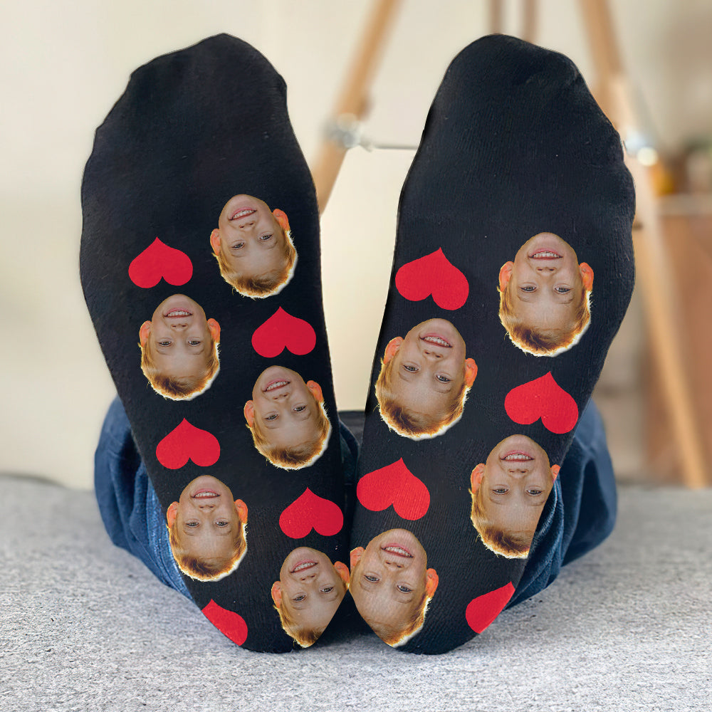 Socken mit individuellem Herzmuster – personalisierte Socken für meinen Enkel