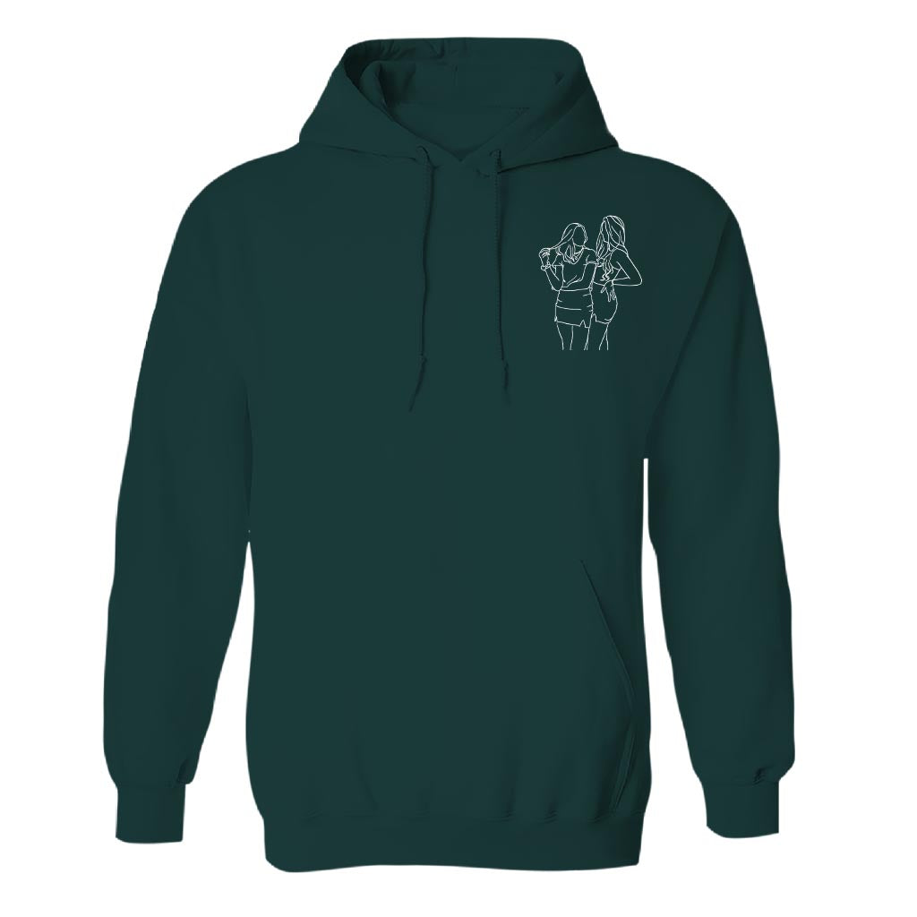 Individuelle Linienzeichnung – Personalisierter bestickter Hoodie für die Tochter