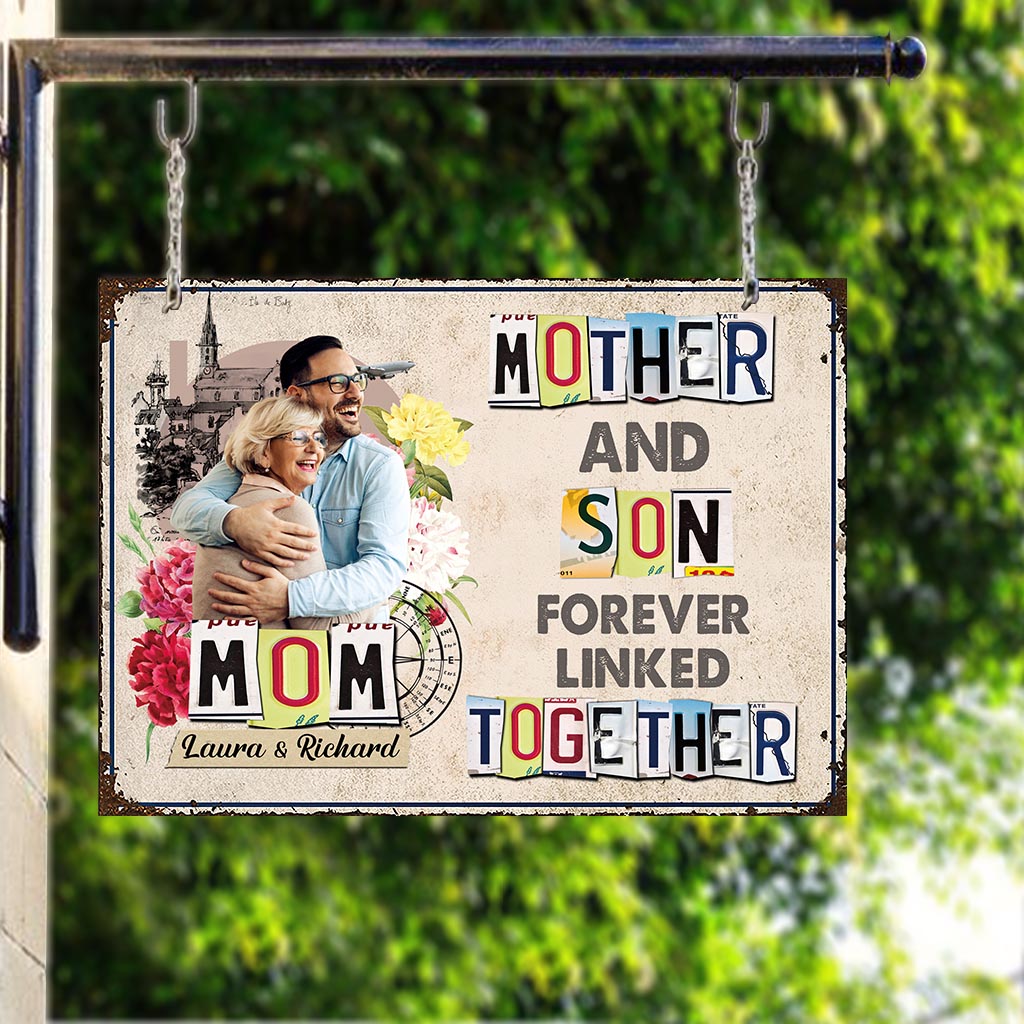 Forever Linked Together - Gift for mom, daughter, son - Personalized Rectangle Metal Sign