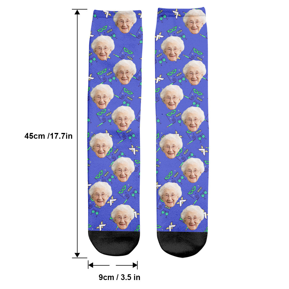 Individuelles Gesichtsmuster für Partys – Personalisierte Oma-Socken