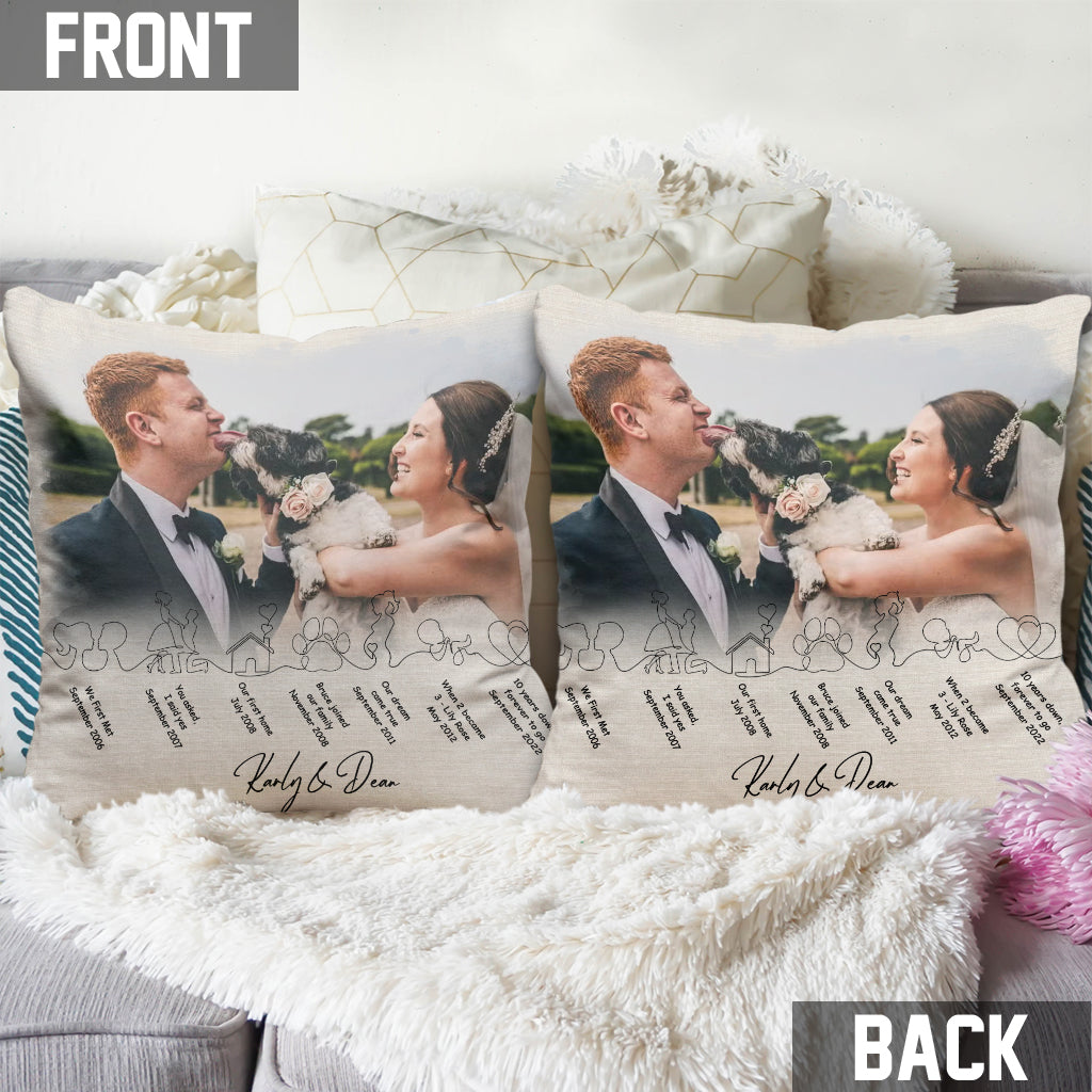 Our Story So Far - Personalized Husband And Wife Throw Pillow