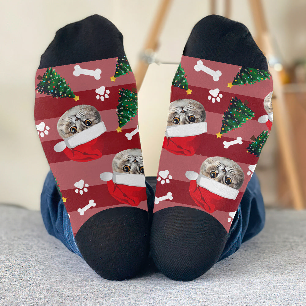 Personalisierte Weihnachtssocken mit Foto – Geschenk für Hundeliebhaber, Katzenliebhaber und alle anderen –