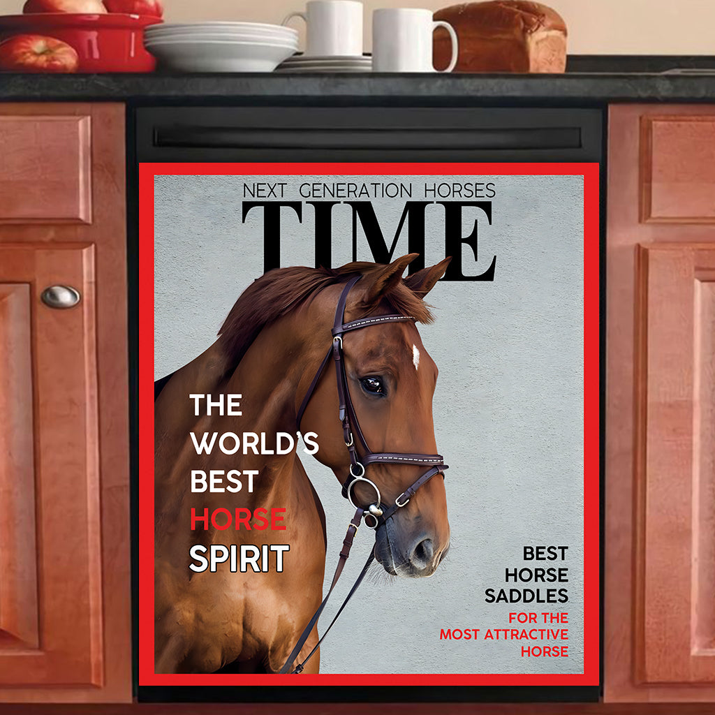 Couvertures de magazines - Housse de lave-vaisselle personnalisée avec motif cheval