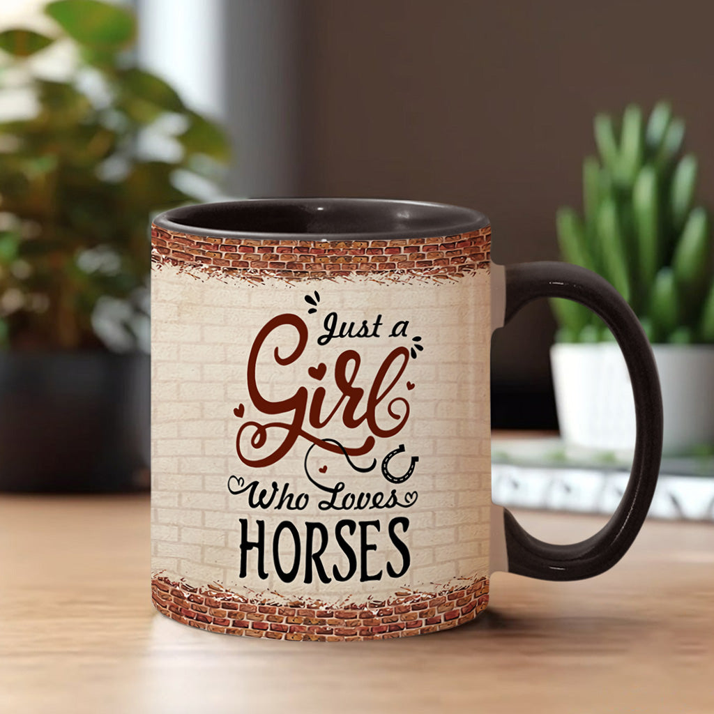 Mug personnalisé « Juste une fille qui aime les chevaux » avec motif cheval