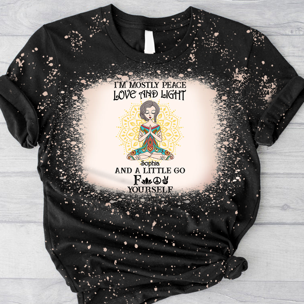 Je suis surtout paix, amour et lumière - T-shirt de yoga personnalisé délavé