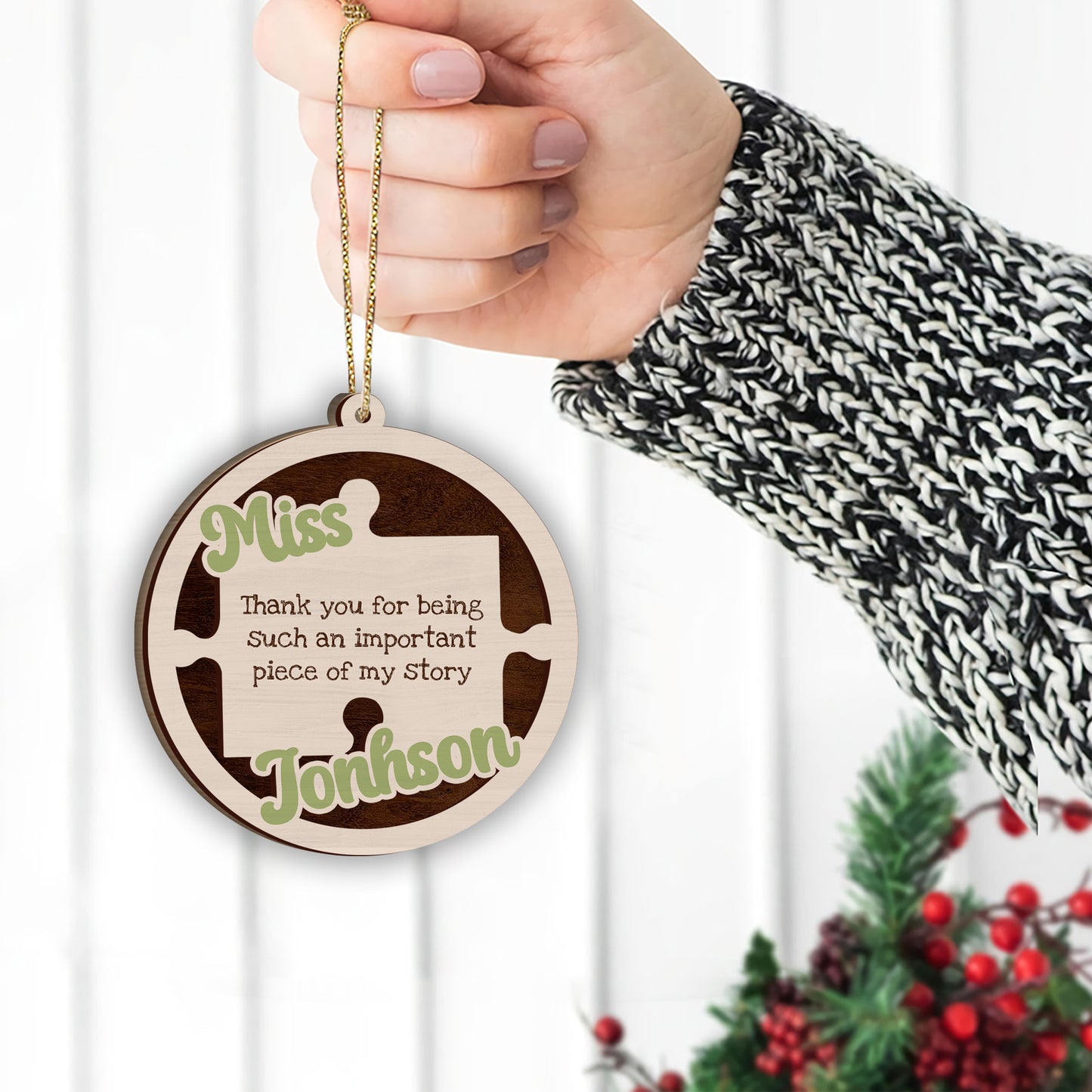 Danke, dass du ein wichtiger Teil meiner Geschichte warst – personalisiertes zweilagiges Lehrer-Ornament