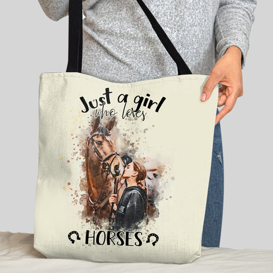 Juste une fille qui aime les chevaux - Sac fourre-tout personnalisé pour chevaux