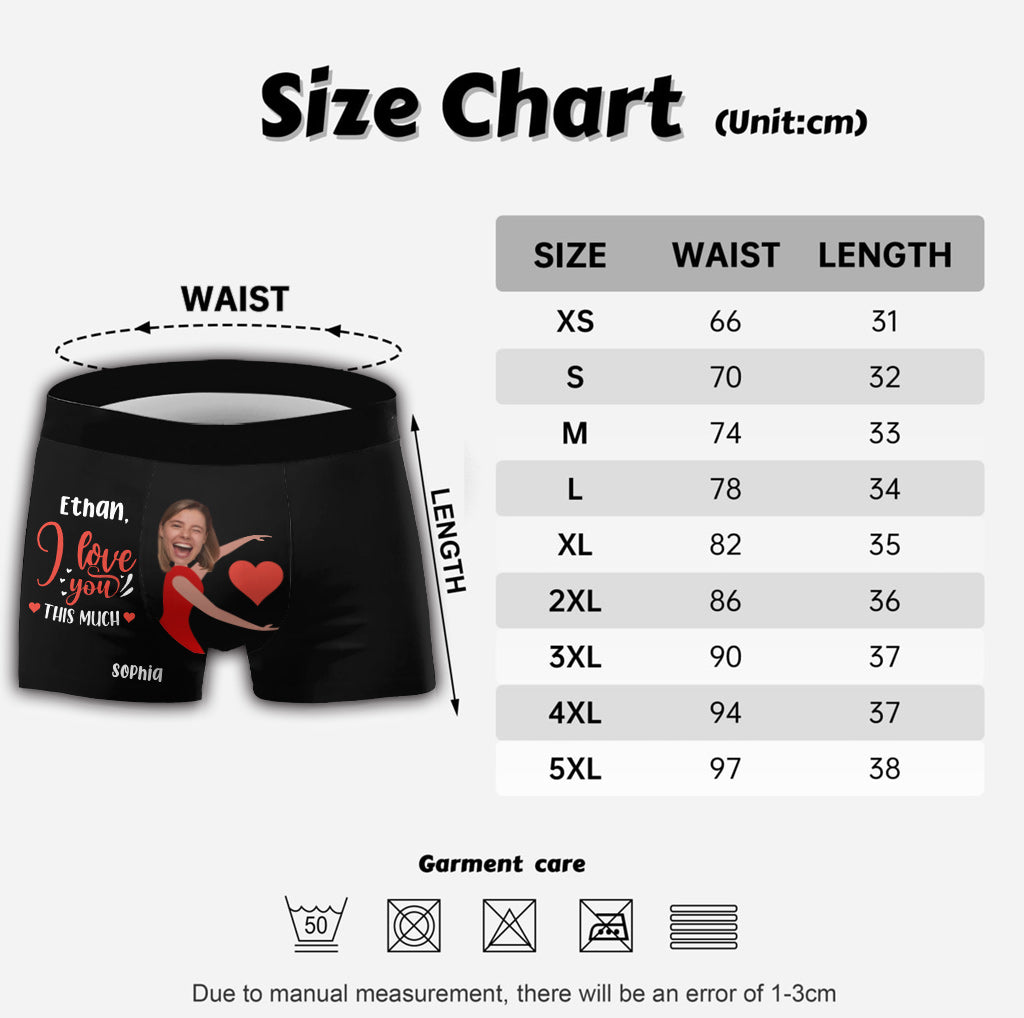 I Love You This Much - Personalized Couple Men Boxer Briefs