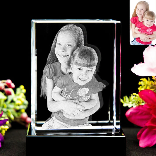 Wir haben einander – Geschwistergeschenk für Stiefbruder und -schwester – Personalisierte, lasergravierte, 3D-kristallkubische Lampe