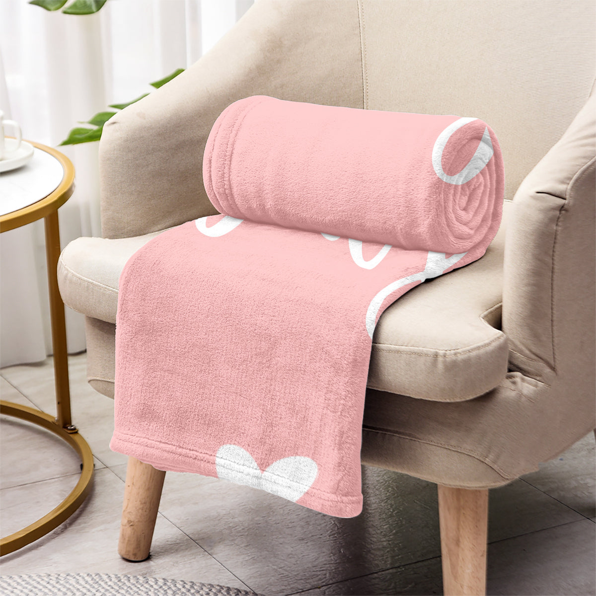 Couverture personnalisée pour fille avec motif cœur et prénom