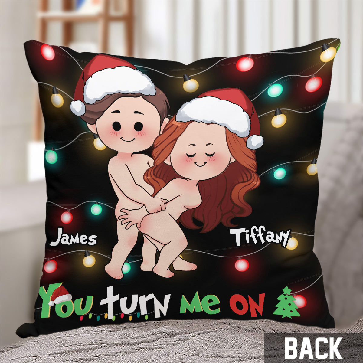 You Turn Me On - Personalized Couple Throw Pillow