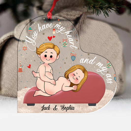 Thanks For All The Orgasms - Personalized Couple Transparent Ornament