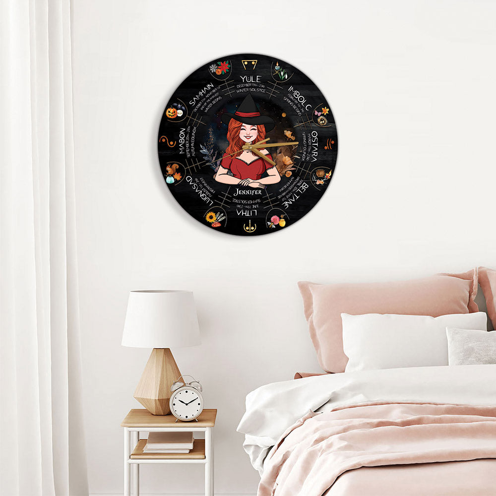Wheel Of The Year - Personalized Witch Wall Clock