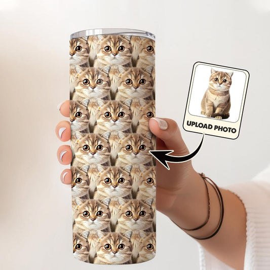 Niedliches Katzen- und Hundefoto-Muster – Geschenk für Katzen- und Hundeliebhaber – Personalisierter, schlanker Becher