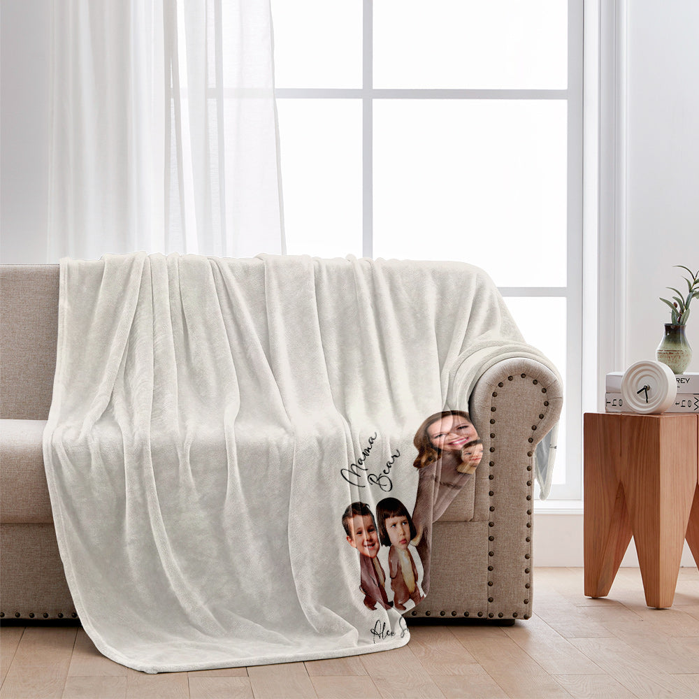 Mama Bear Watercolor Photo Custom - Personalized Mother Blanket