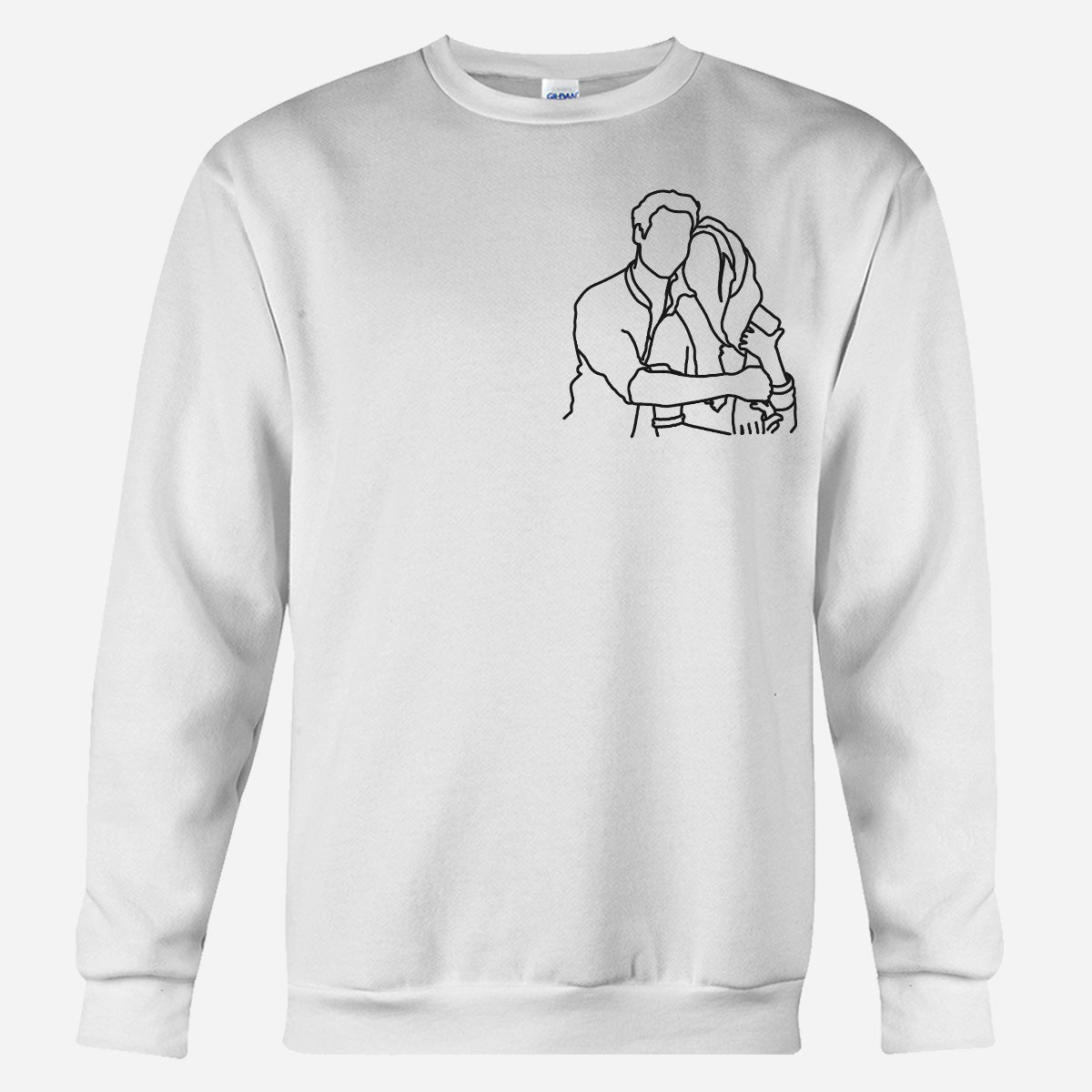 Custom Line Art - Personalized Couple Embroidered Sweater