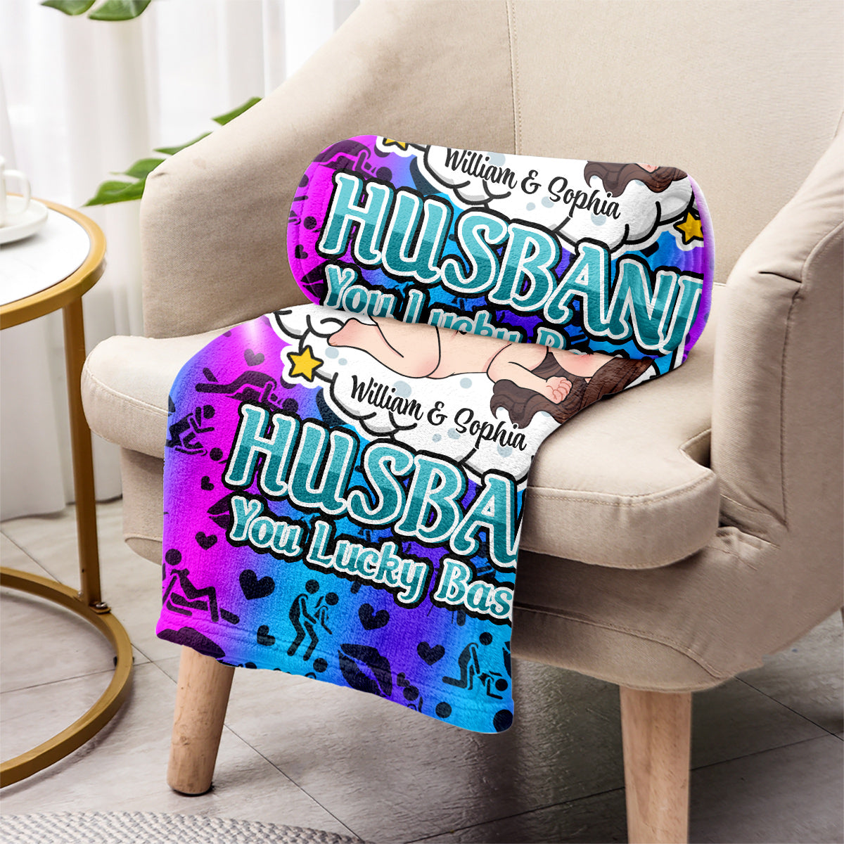 Congrats On Being My Husband - Personalized Husband And Wife Blanket