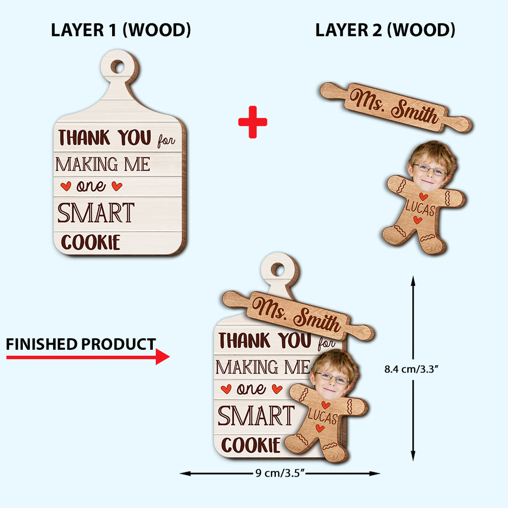 Merci de m'avoir fait une personne si intelligente - Ornement personnalisé pour enseignante en 2 parties