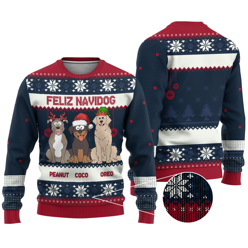 Fröhliche Wuff-Weihnachten – Personalisierter Hundepullover
