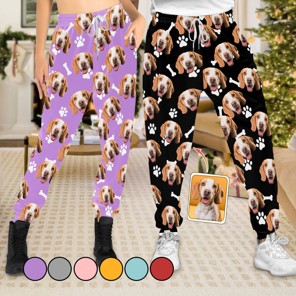 Pantalon de survêtement unisexe personnalisé avec photo d'animal de compagnie - Cadeau pour les amoureux des chiens - Pantalon de survêtement unisexe personnalisé
